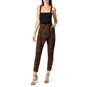 Hunter Bell Carson Leopard Print Jacquard Tie Waist Tapered Pants Size 0
